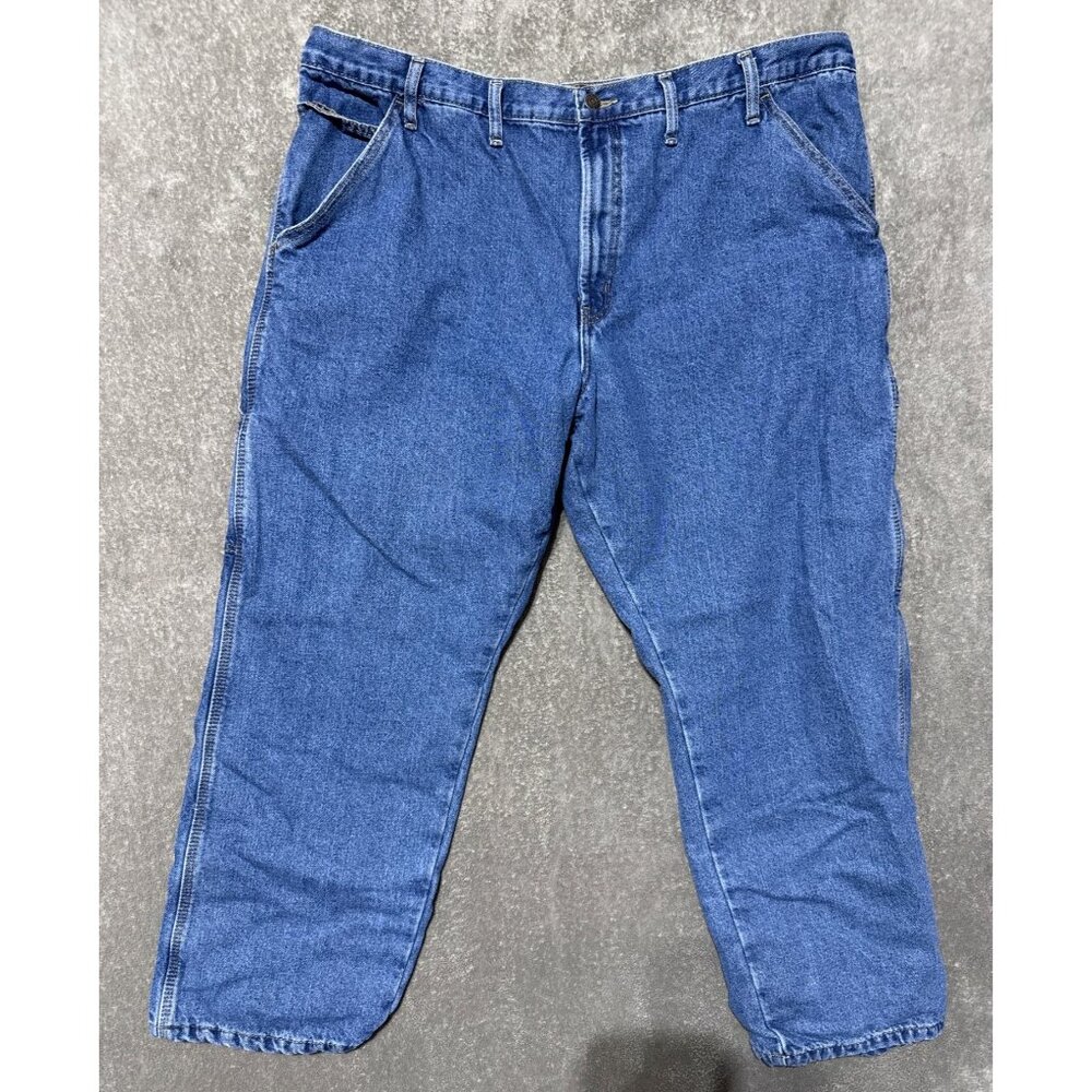 Full Blue Flannel Lined Blue Wash Carpenter Jeans Men's 42 x 27 Pre-owned